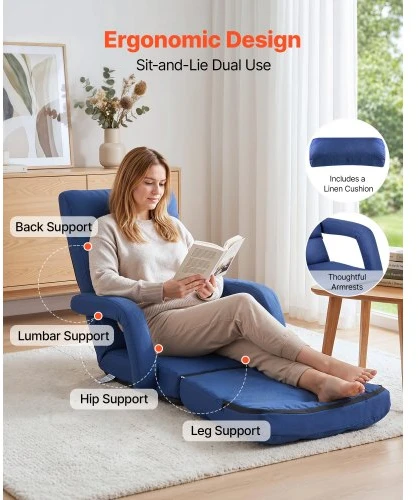 Sofa VEVOR Grindų kėdė, tamsiai mėlyna, QX-0339-4