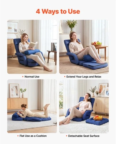 Sofa VEVOR Grindų kėdė, tamsiai mėlyna, QX-0339-4
