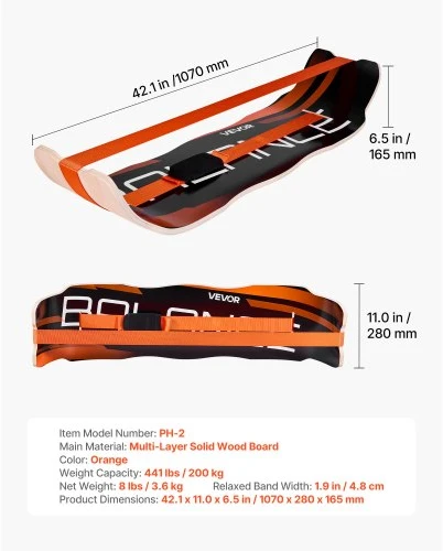 Sofa Koduva VEVOR pusiausvyros lenta, medinė balansinė lenta su išlenkta forma, oranžinė