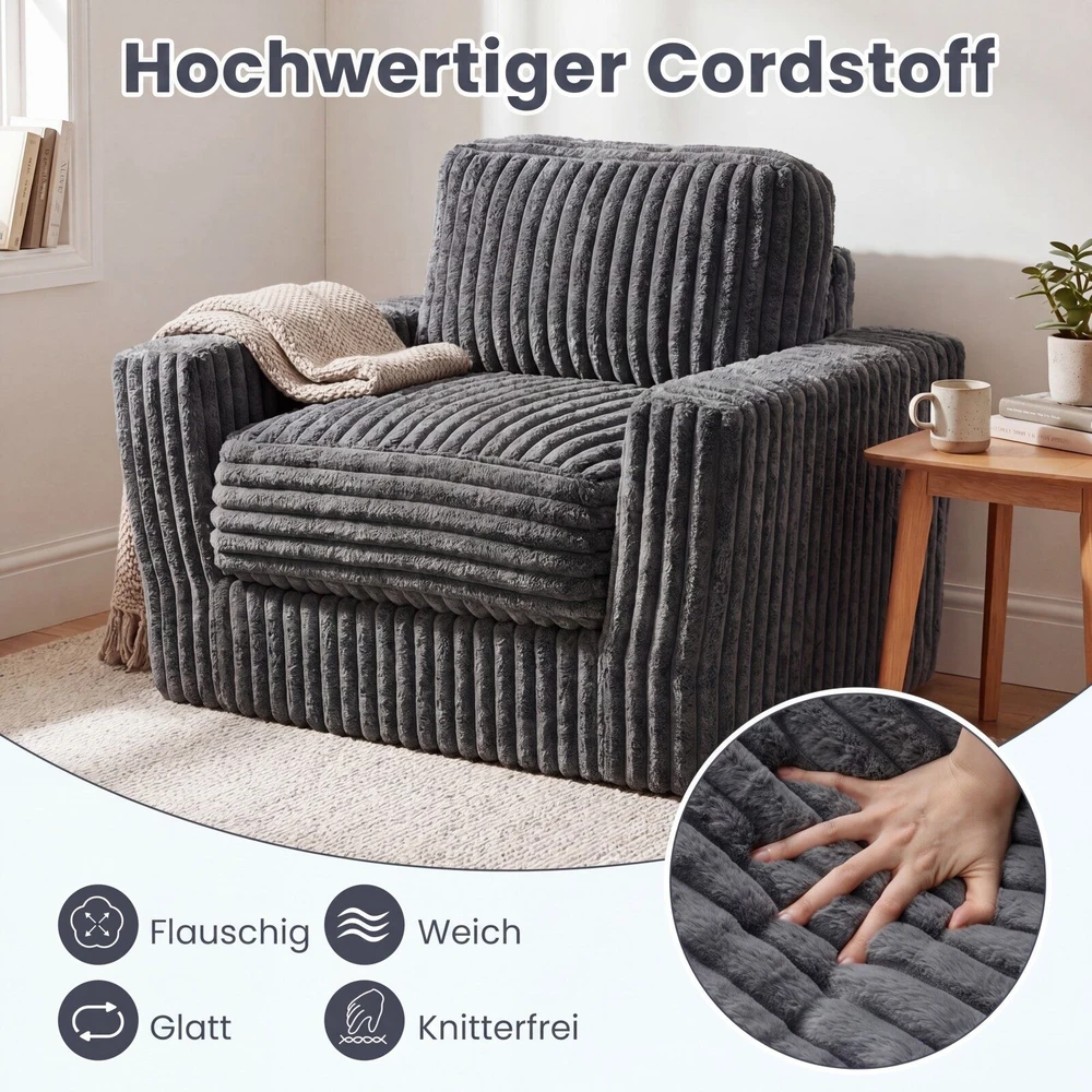 Sofa Promotion Porolono fotelis su nuimamu užvalkalu ir pagalve, pilkas, 90 x 80 x 80 cm