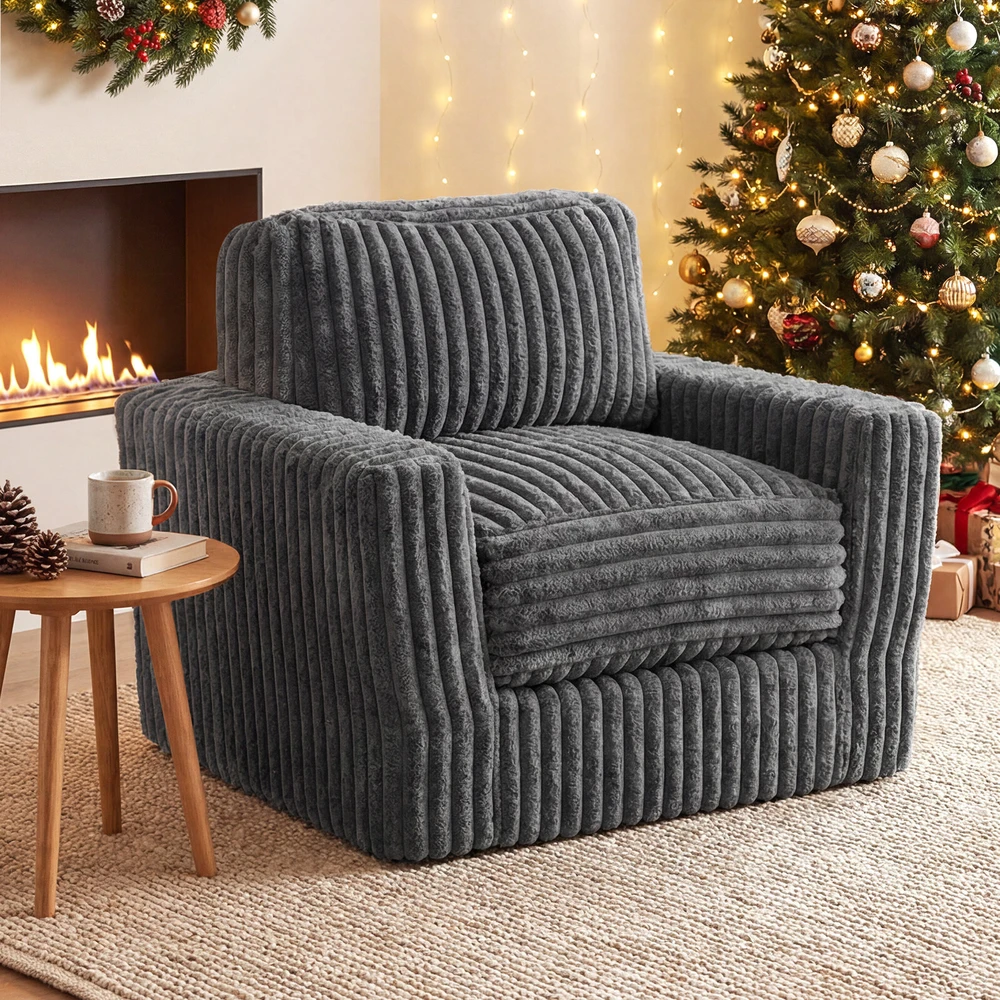 Sofa Promotion Porolono fotelis su nuimamu užvalkalu ir pagalve, pilkas, 90 x 80 x 80 cm