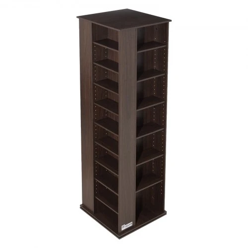 TV staliukas VEVOR CD ir DVD laikymo spintelė, besisukantis stelažas su 34 skyriais, ruda, 48 x 48 x 164 cm