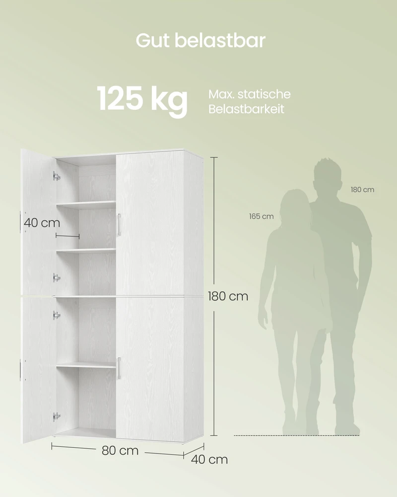 TV staliukas Koduva Daugiafunkcė spintelė iš medžio drožlių plokštės, sniego baltumo, 80 x 40 x 180 cm
