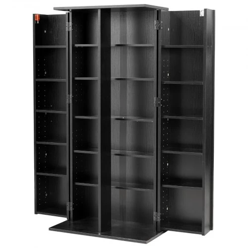 TV staliukas Koduva DVD ir CD spintelė VEVOR KLDS-08, 6 aukštų, juoda, 61 x 37 x 127 cm