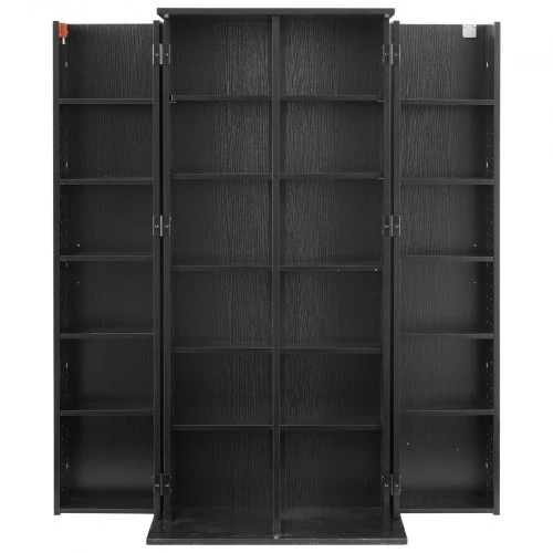TV staliukas Koduva DVD ir CD spintelė VEVOR KLDS-08, 6 aukštų, juoda, 61 x 37 x 127 cm