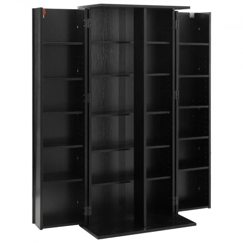 TV staliukas Koduva DVD ir CD spintelė VEVOR KLDS-08, 6 aukštų, juoda, 61 x 37 x 127 cm