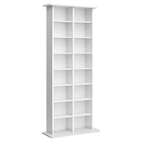 TV staliukas VEVOR DVD ir CD spintelė, 8 aukštų, balta, 56 x 22 x 130 cm