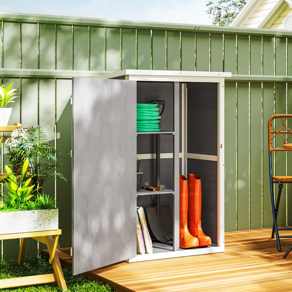 TV staliukas Aosom Gartenschranka sodo spintelė, juoda/pilka/balta, 75 x 56 x 115 cm