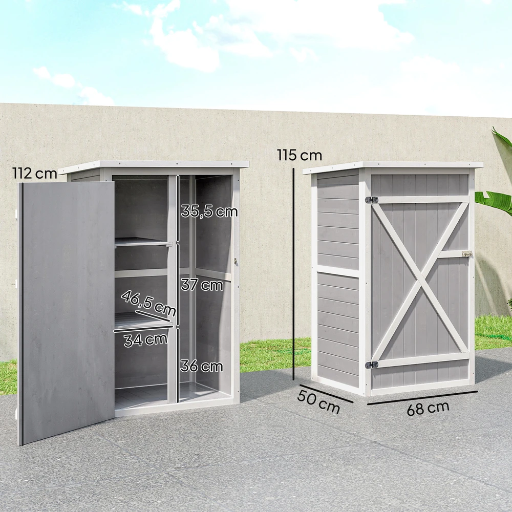 TV staliukas Aosom Gartenschranka sodo spintelė, juoda/pilka/balta, 75 x 56 x 115 cm