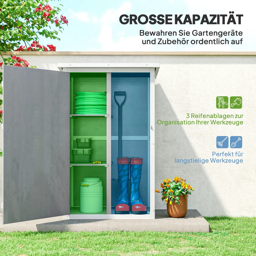 TV staliukas Aosom Gartenschranka sodo spintelė, juoda/pilka/balta, 75 x 56 x 115 cm