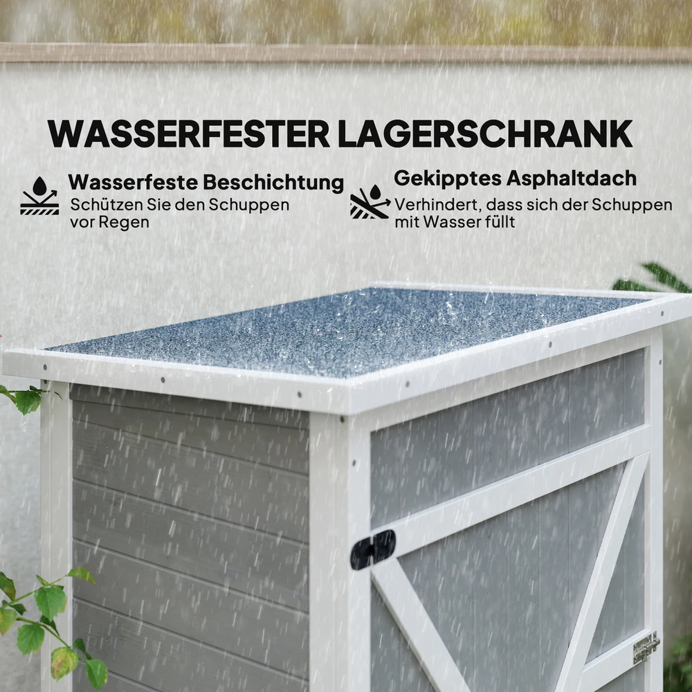 TV staliukas Aosom Gartenschranka sodo spintelė, juoda/pilka/balta, 75 x 56 x 115 cm