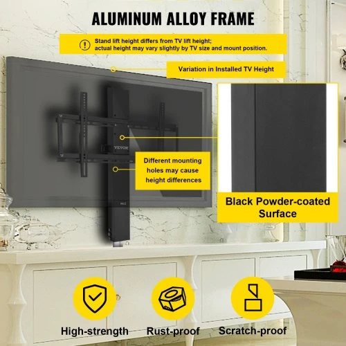 TV staliukas VEVOR Motorinis TV liftas su nuotolinio valdymo pultu, 71,1 cm eiga