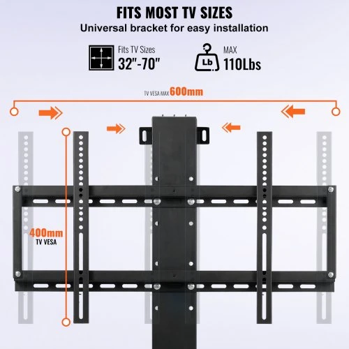 TV staliukas VEVOR Motorizuotas TV kėlimo stovas, juodas, iki 152 cm televizoriams