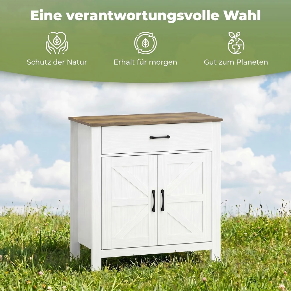 TV staliukas Aosom Sideboard spintelė, baltos ir antikinės rudos spalvos, 77 x 39,3 x 81,5 cm
