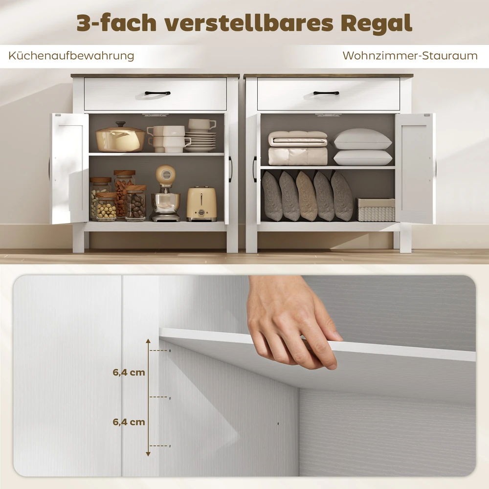 TV staliukas Aosom Sideboard spintelė, baltos ir antikinės rudos spalvos, 77 x 39,3 x 81,5 cm