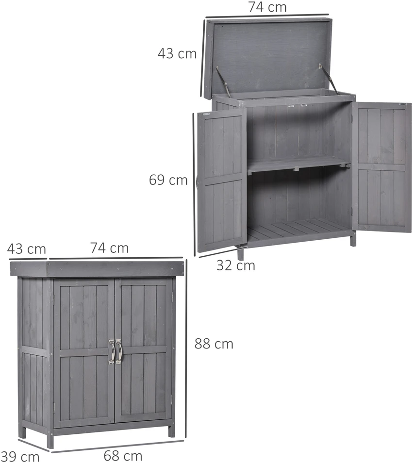 TV staliukas Aosom Sodo spintelė, pilka, 74 x 43 x 88 cm