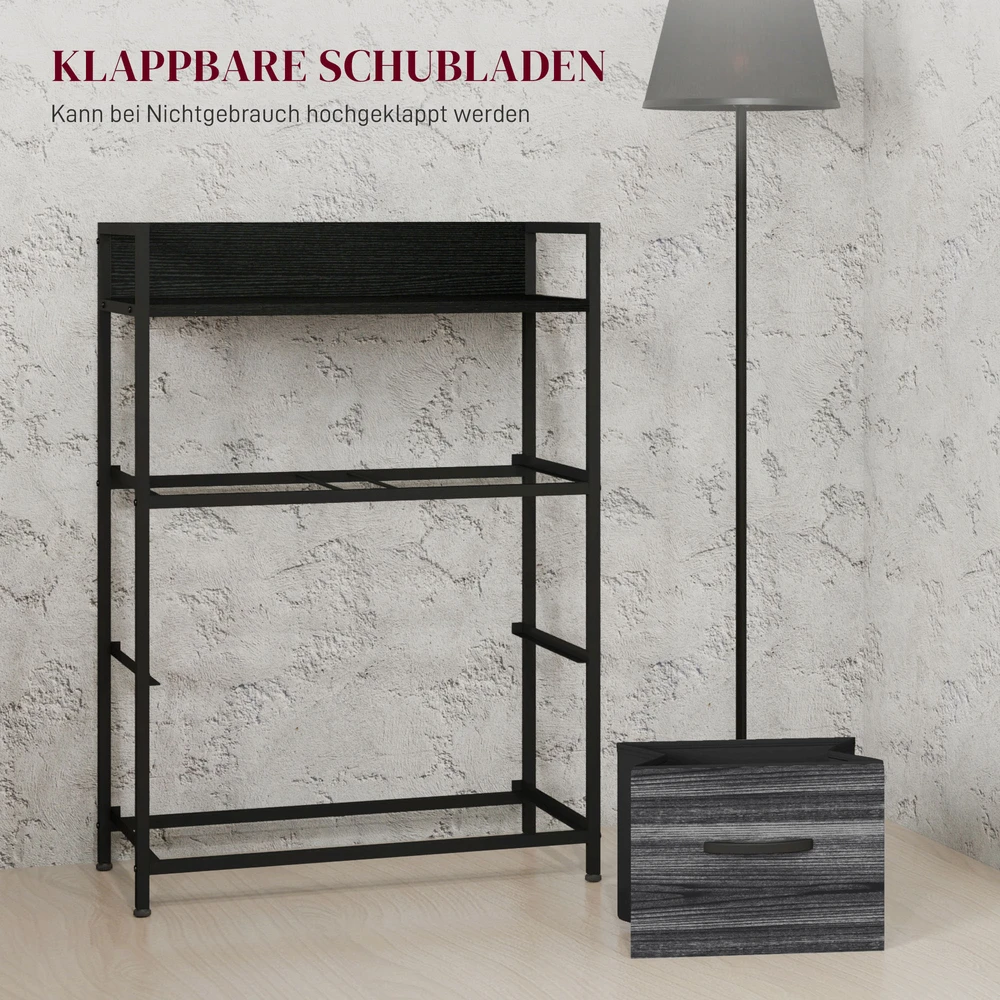 TV staliukas Aosom Spintelė, 4 audinio stalčiai, industrial stilius, juoda, 60 x 29 x 85 cm