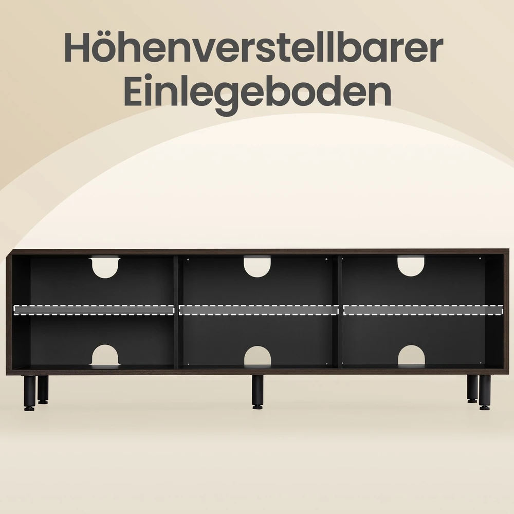 TV staliukas Koduva TV spintelė iki 60 colių televizoriui, 140 x 39 x 45 cm, rievėtas stiklas, ruda-juoda