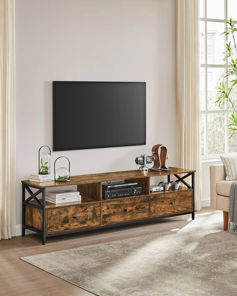 TV staliukas Koduva TV spintelė iki 80 colių televizoriui, 3 stalčiai, 3 atviros lentynos, 178 x 40 x 50 cm