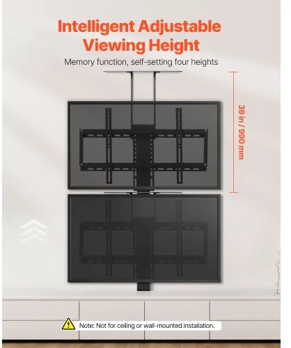 TV staliukas VEVOR Motorizuotas TV stovų liftas, 32–70 col., iki 54 kg, grindinis