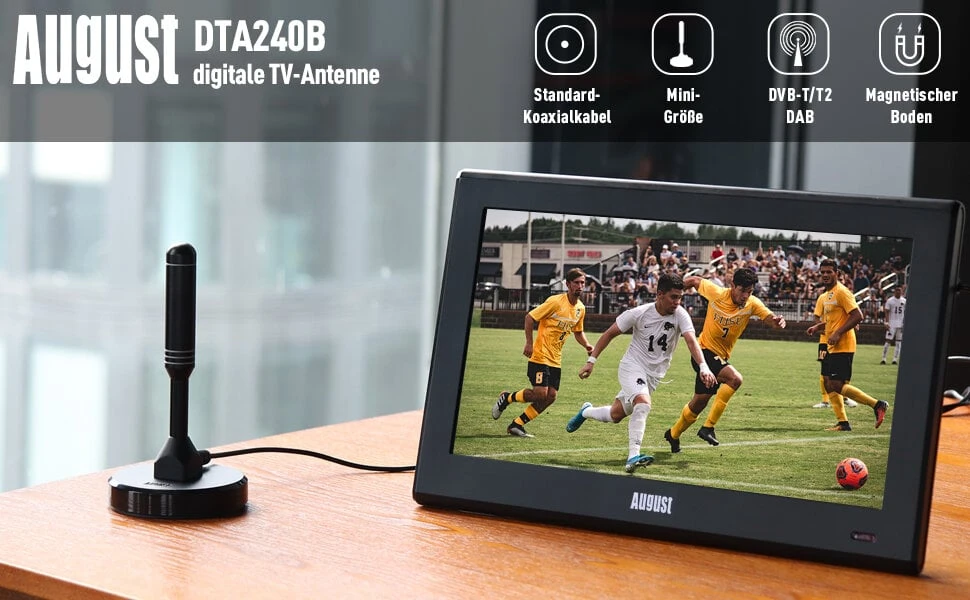 Kambarinė Antena skirta dvb-t/dvb-t2, dab radijui su magnetiniu pagrindu ir koaksialiniu kabeliu