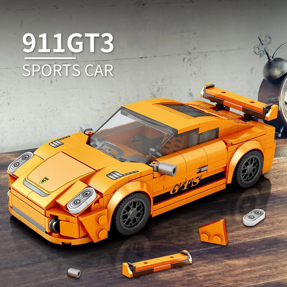 Konstruktorius/dėlionė oranžinė mašinėlė Porsche 911, 318 dalių