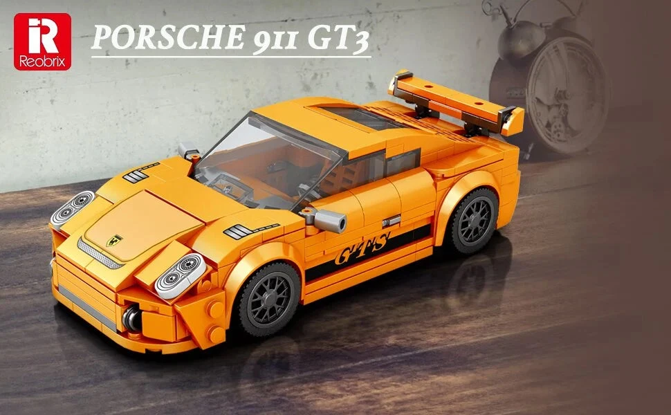 Konstruktorius/dėlionė oranžinė mašinėlė Porsche 911, 318 dalių