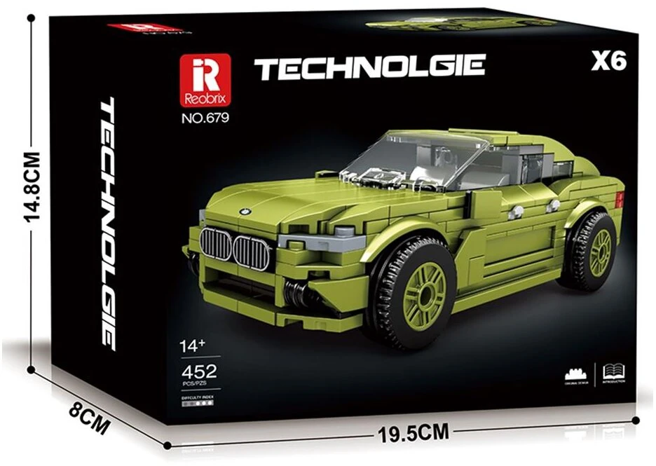 Konstruktorius/dėlionė žalia mašinėlė BMW X6, 452 dalių