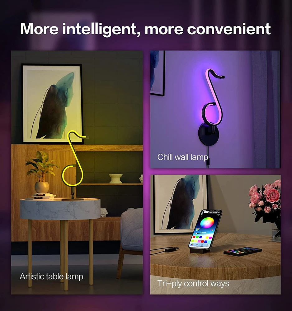 Nordhelios Išmanusis RGB LED šviestuvas „Muzikinė Nota Tik Tok“ – Bluetooth, App valdymas ir sinchronizacija su muzika