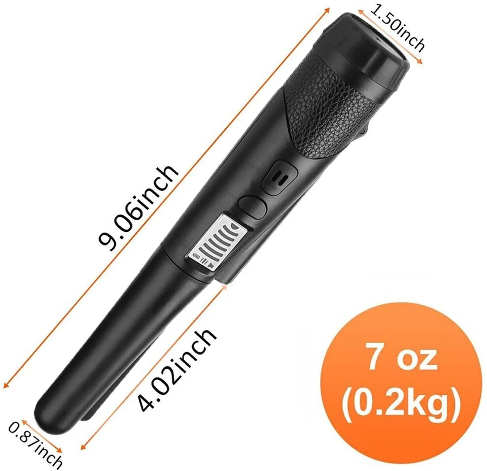Rankinis metalo detektorius su LED indikatoriumi, juodas