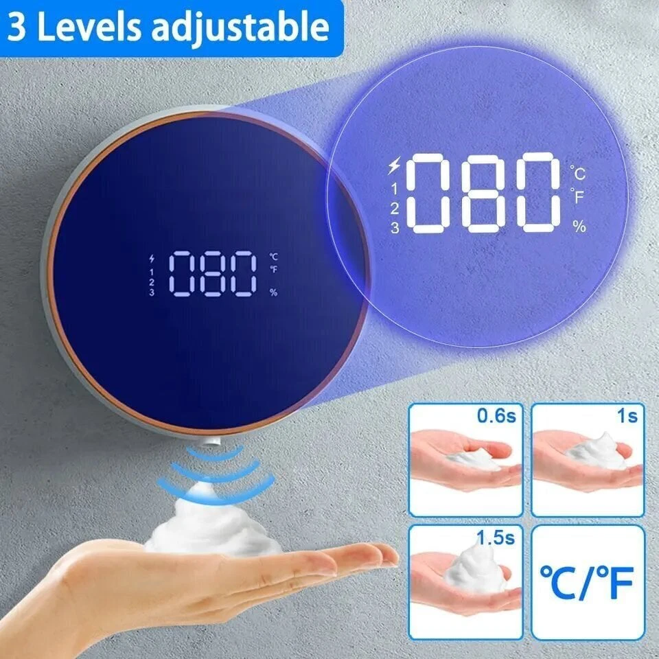 Sieninis automatinis muilo LED dozatorius, baltas
