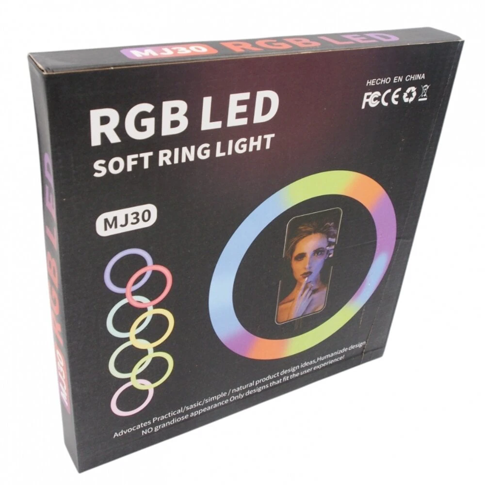 Telefono stovas laikiklis su RGB žiedo formos lempa