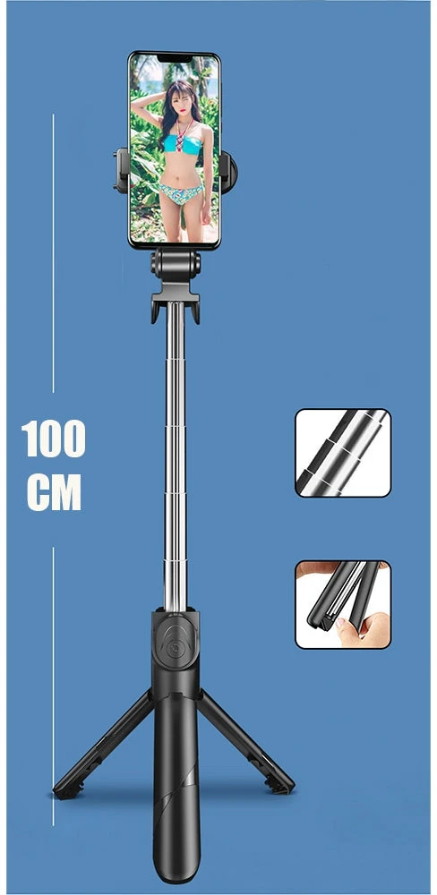 Universalus trikojis stovas ir asmenukių lazda (100 cm) su Bluetooth pulteliu