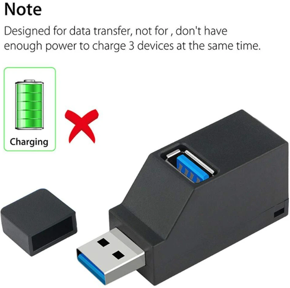 USB prievado skirstytuvas, šakotuvas, juodas