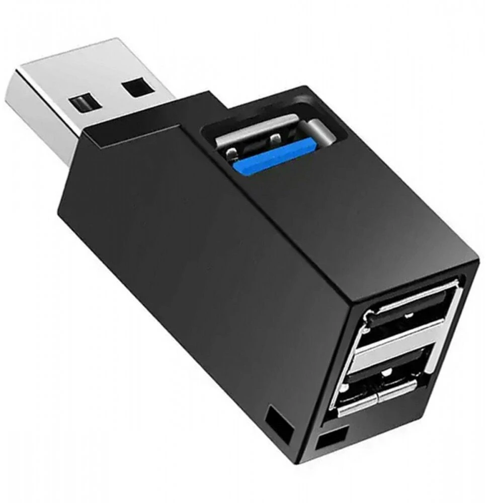 USB prievado skirstytuvas, šakotuvas, juodas