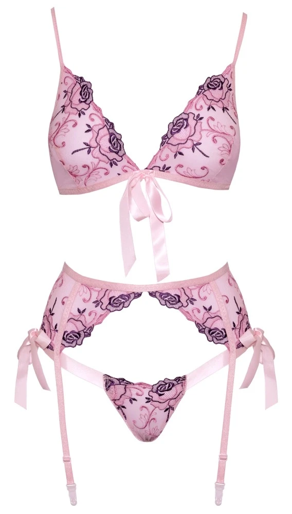 seksualus 2 dalių komplektas Bra Set Embroidery L/XL