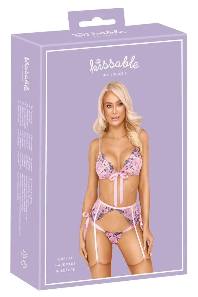 seksualus 2 dalių komplektas Bra Set Embroidery L/XL