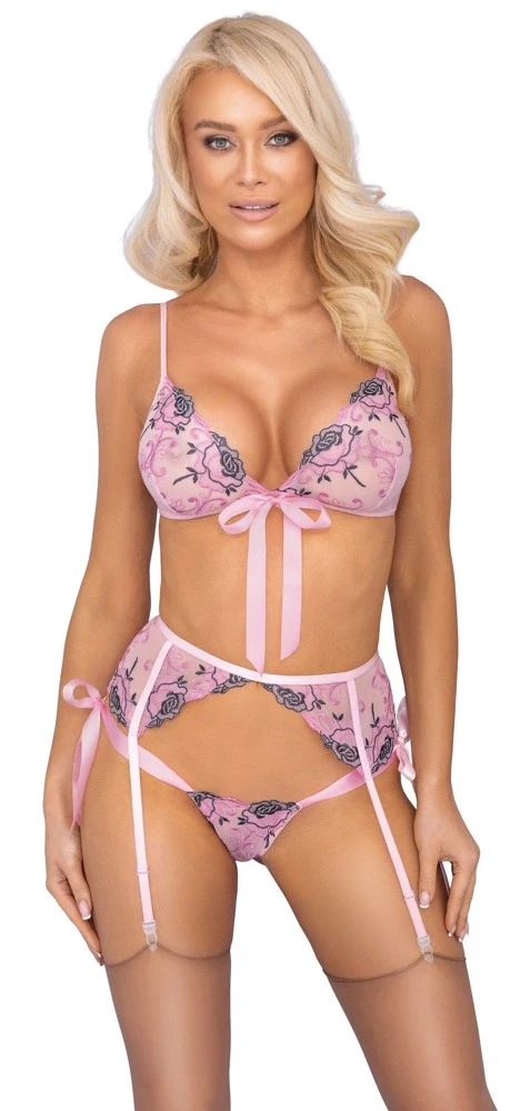 seksualus 2 dalių komplektas Bra Set Embroidery L/XL