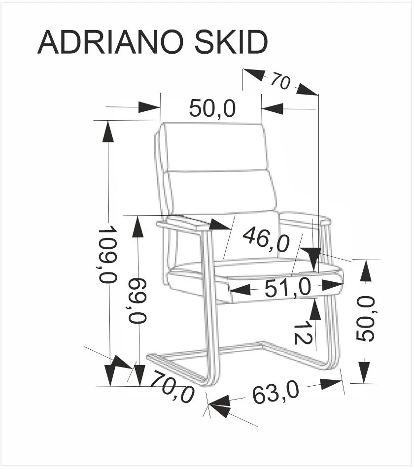 Halmar Biuro kėdė ADRIANO SKID Juoda