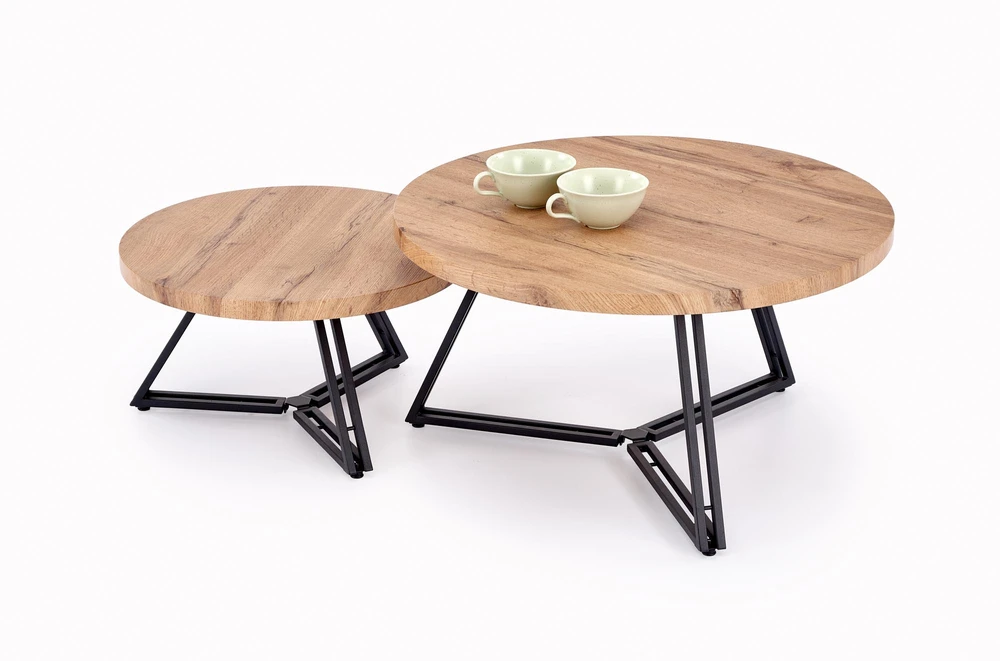 ANGER set of two, top - auksinis oak, legs - juodas