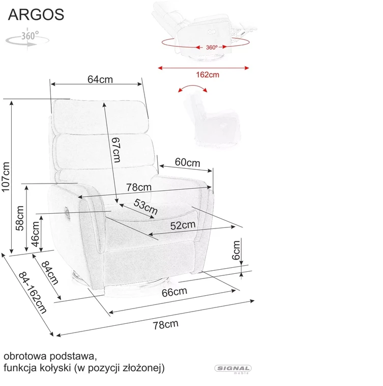 Sofa Signal Meble „Argos“ aksominis atlošiamas fotelis