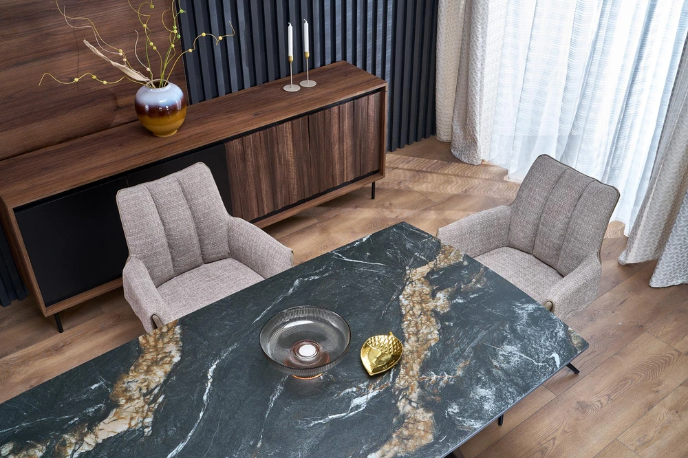 ARMANI extension table, juodas marble / juodas