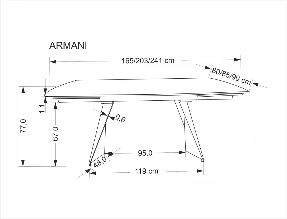 ARMANI extension table, juodas marble / juodas