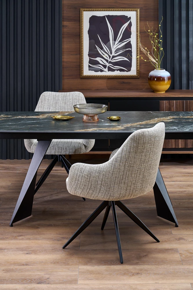 ARMANI extension table, juodas marble / juodas