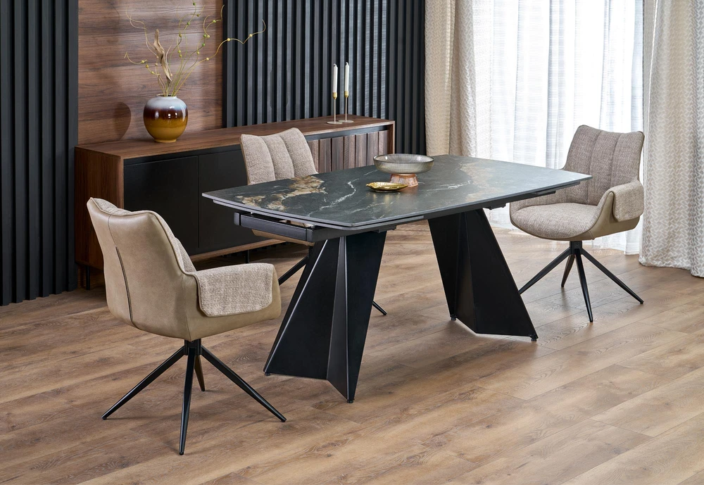 ARMANI extension table, juodas marble / juodas