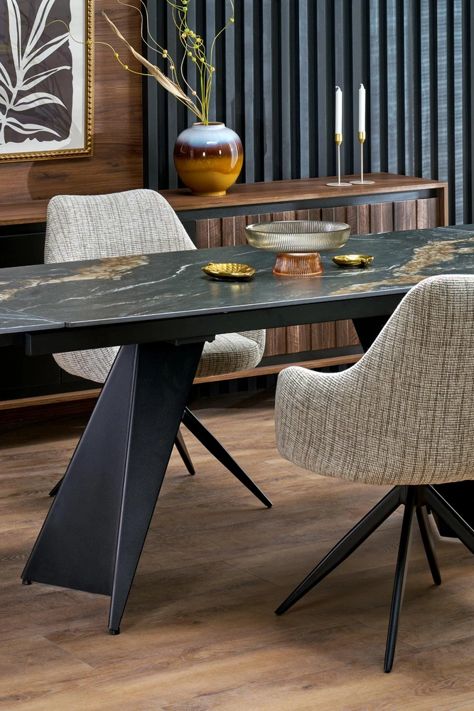ARMANI extension table, juodas marble / juodas