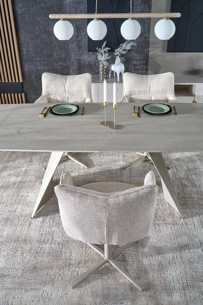 ARMANI extension table, trawertine / cashmere