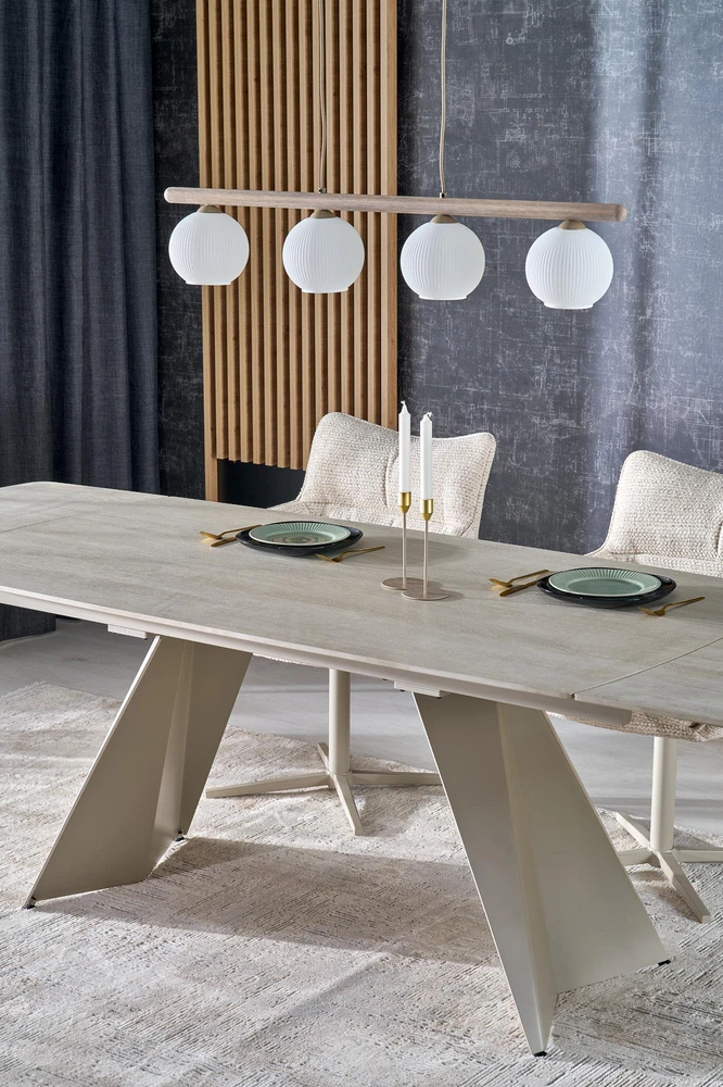 ARMANI extension table, trawertine / cashmere