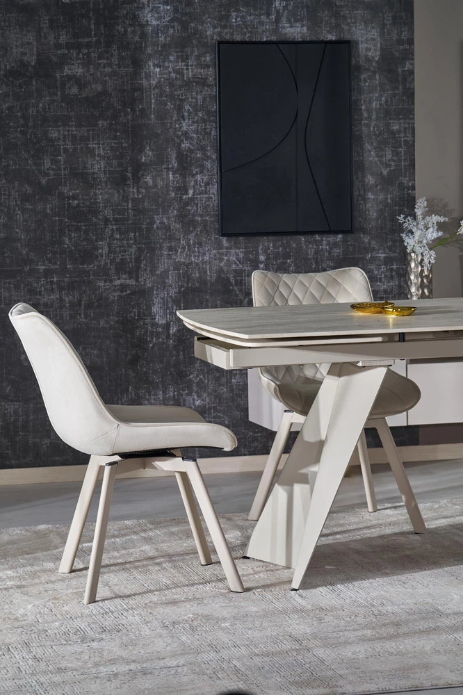 ARMANI extension table, trawertine / cashmere