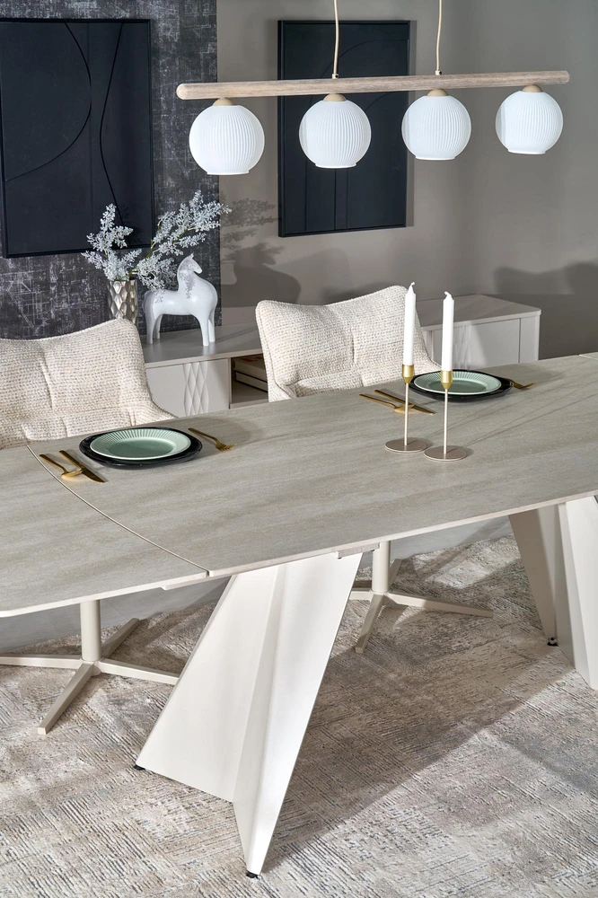 ARMANI extension table, trawertine / cashmere